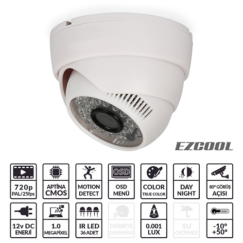EZCOOL EZ-3001 1MP 2,8MM (3MP) 36 LED AHD DOME